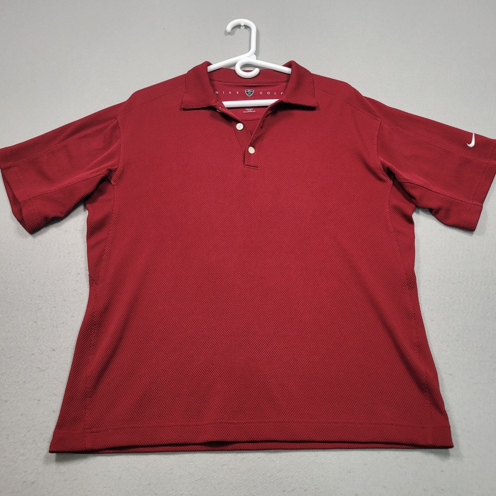 Nike Golf Mens Sphere Dry Polo Shirt Red Textured Short Sleeve Size Medium